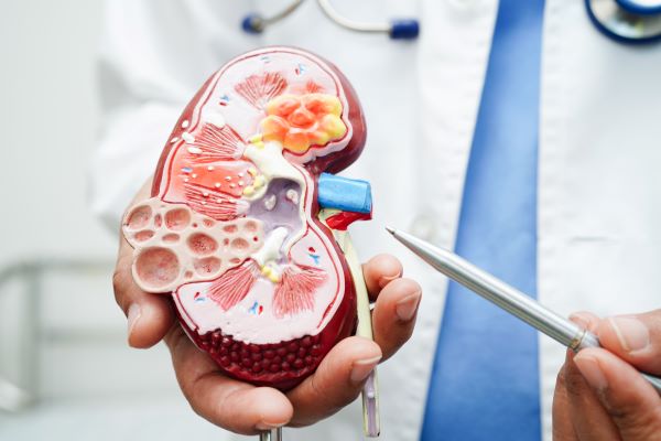 doctor showing chronic kidney disease kidney